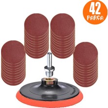 Badem10 42 Parça Cırt Zımpara Seti + Matkap Aparatı 115 mm Ahşap ve Metal Yüzeyler İçin Yüksek Performans