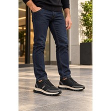 In Step Perra Erkek Siyah Deri Sneaker - Bej Kalın Tabanlı Günlük Spor Ayakkabı