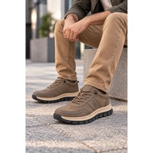 In Step Perra Erkek Kahve Deri Sneaker - Bej Kalın Tabanlı Günlük Spor Ayakkabı