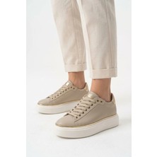 Labrona Kadın Yüksek Tabanlı Bağcıklı Ortopedik Taban Yürüyüş Ayakkabısı Sneakers
