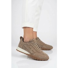 Labrona Kadın Bağcıklı Süet Deri Renkli Tabanlı Ortopedik Sneaker Yürüyüş Ayakkabısı