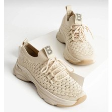 Labrona Kadın Yazlık Sneakers Yüksek Tabanlı Bağcıklı Yürüyüş Ayakkabısı