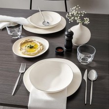 AvantajAl Kütahya Porselen Bone Soho 24 Parça 6 Kişilik Mat Platin Yemek Takımı