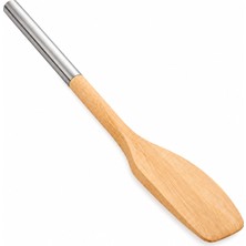 Welcomein Bambu Metal Saplı Yan Spatula – Doğal Bambu Mutfak Gereci Ergonomik Servis ve Karıştırma Kaşığı