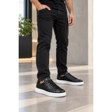 In Step Tuna Hakiki Deri Siyah- Beyaz Taban Günlük Unisex Günlük Ayakkabı