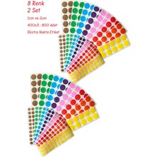 8 Renk 2 Set Ekstra Nokta Etiket | Etkinlik Materyalı | 8 Renk | 800 Adeta