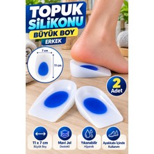 Open City Mavi Topuk Silikonu Büyük Boy Erkek Jel Destekli 2 Adet 11X7 cm Yıkanabilir Ayakkabı Topuk Pedi Seti