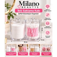 Milano Beautys Ikili Şeffaf Kapaklı Düzenleyici Organizer – Pamuk, Kulak Çubuğu, Makyaj ve Aksesuar Saklama Kabı