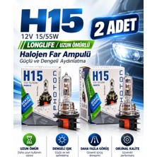 Duolight H15 Longlife 12V 15/55W 2 Adet Halojen Far Ampulü – Uzun Ömür, Güçlü ve Dengeli Işık