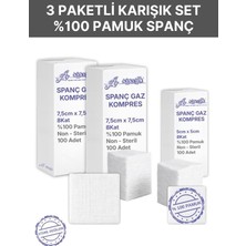 Ağaoğlu Spanc Gazlı Bez Kombo 2 Paket  8 Katlı 300 Adet - Yüksek Emici, Yapışmayan, Nefes Alabilir %100 Pamuk Yara Pansuman Pedi (Gaz Kompres)
