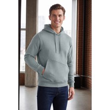 Veleno Erkek Gri 3 Iplik Şardonlu Yandan Cepli Kapüşonlu Sweatshirt Puf Yumuşak Kumaş