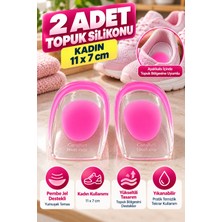 Open City Pembe Topuk Silikonu Büyük Boy Kadın Jel Destekli 2 Adet 11X7 cm Yıkanabilir Ayakkabı Topuk Pedi Seti