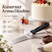 Mianna Paslanmaz Çelik L Tipi Pasta Spatulası Krema Düzeltme ve Sıvama Pastacı Spatulası