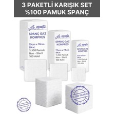 Ağaoğlu Spanc Gazlı Bez Kombo  3 Paket  XL 8 Katlı 300 Adet - Yüksek Emici, Yapışmayan, Nefes Alabilir %100 Pamuk Yara Pansuman Pedi (Gaz Kompres)