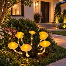 Gaman Solar 8 Ledli Mantar Bahçe Aydınlatması Güneş Enerjili Dekoratif LED Işık