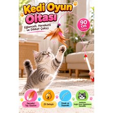 Open City 90 cm Kedi Oyun Oltası Tüylü Zilli Esnek Çubuk Interaktif Kedi Oyuncağı, Ev Içi Eğlenceli Oyun Seti!