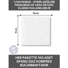 Ağaoğlu Spanc Gazlı Bez 10x10cm 8 Katlı 100 Adet - Yüksek Emici, Yapışmayan, Nefes Alabilir %100 Pamuk Yara Pansuman Pedi (Gaz Kompres)