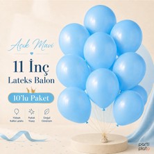 Marlon Balon Pastel Açık Mavi Lateks Balon 11 Inç 10 Adet Doğum Günü Nişan Düğün Baby Shower Parti Süsleme Balonu