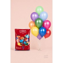 Hbk Balon Metalik Karışık Renkli Balon 11 Inç 100 Adet, Doğum Günü Düğün Nişan Parti Süsleme Balonu