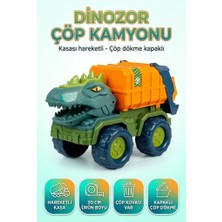 Farbu Oyuncak Dinozor Çöp Kamyonu 30 cm Hareketli Kasalı Çöp Kovası Dahil Eğitici ve Eğlenceli Oyuncak Kamyon