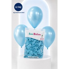 Era Balon 12 Inç Açık Metalik Mavi 100'LÜ Lateks Balon Helyum ve Hava Uyumlu Doğum Günü Süsleme Balonu
