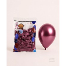 Hbk Balon Metalik 12" Balon Hbk Bordo 100'LÜ