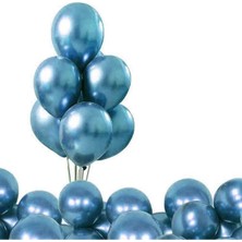 Marlon Balon 12 Inç Krom Mavi (Blue) Balon 10'lu Paket - Kutlamalarınıza Derinlik ve Işıltı Katın!