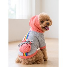 Kemique Rainbow Köpek Sweatshirt | Kapüşonlu Gökkuşağı Detaylı Köpek Kıyafeti | Köpek Hoodie