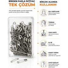 Zeyn Gross Mini Çengelli Iğne 50 Adet Kutulu Gümüş | Şal Türban Yaka Kartı Hobi ve Dikiş Için