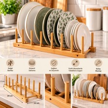 Octopus Bazaar 2 Adet Bambu Mutfak Organizeri, Ahşap Mutfak Düzenleyici, Ahşap Tabaklık, Ahşap Bardaklık, Ahşap Bulaşıklık