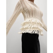 Marks & Spencer Cotton Blend Textured Tassel Sweater