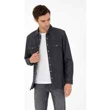 Cacharel Anthracite Regular Fit Denim Shirt