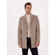 Cacharel Taupe Ex Slim Fit Wool Blend Overcoat