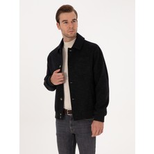 Cacharel Navy Wool Blend Flannel Melton Pea Coat