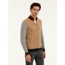 Cacharel Camel Regular Fit Full-Zip Knit Cardigan