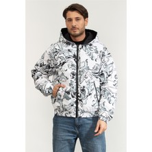 Versace Jeans Couture 50D Printed Porcelain Baroque Men's Puffer Jacket White