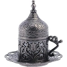 Tr (1 Adet Türk Yunan Arap Kahvesi Espresso Fincanı Tabağı (Lale) (Siyah)
