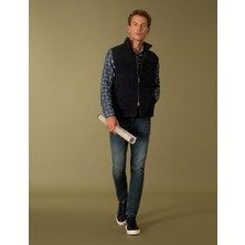 Cacharel Navy Slim Fit Padded Cotton Blend Puffer Vest