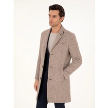 Cacharel Light Brown Slim Fit Wool Blend Overcoat