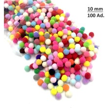 Tr Ponpon, 10 Mm, Renkli Ponpon, 100 Lü Paket, Peluş Ponpon, Minik Ponpon
