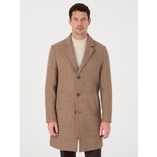 Cacharel Brown Slim Fit Alpaca Wool Blend Overcoat