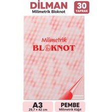 Dilman A3 Milimetrik Bloknot 30 Yaprak Pembe – 29,7 × 42 cm