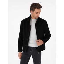 Cacharel Black Wool Blend Melton Pea Coat