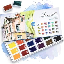 Tr St. Petersburg Sonnet 24LÜ Tablet Karton Kutu Sulu Boya Seti-24 Renk