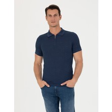 Cacharel Indigo Slim Fit Polo Collar Knit T-Shirt