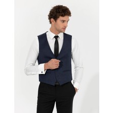 Cacharel Navy Slim Fit Wool Blend Vest