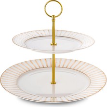 Jumbo Navy Gold 2-Tier Serving Stand - Gold
