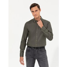 Cacharel Dark Khaki Slim Fit Long Sleeve Shirt
