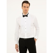 Cacharel White Slim Fit Tuxedo Shirt
