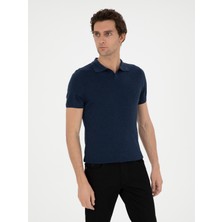 Cacharel Indigo Slim Fit Polo Collar Knit T-Shirt